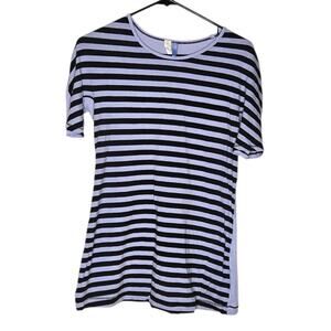 Lululemon Purple & Black Stripe Devotion Short Sleeve Shirt Women's 6